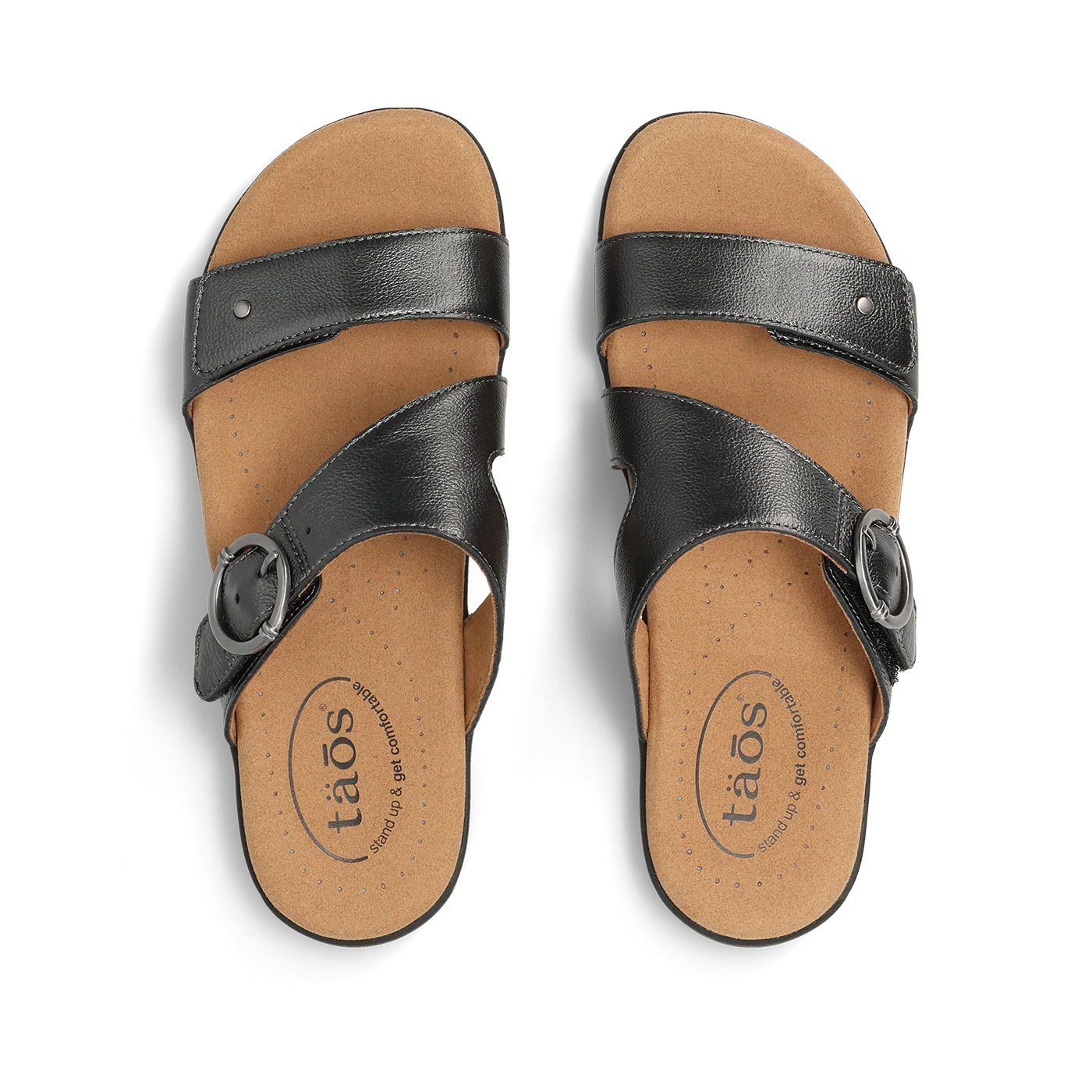 Taos Women's Westside Slip On Slide Sandal in Black Metallic