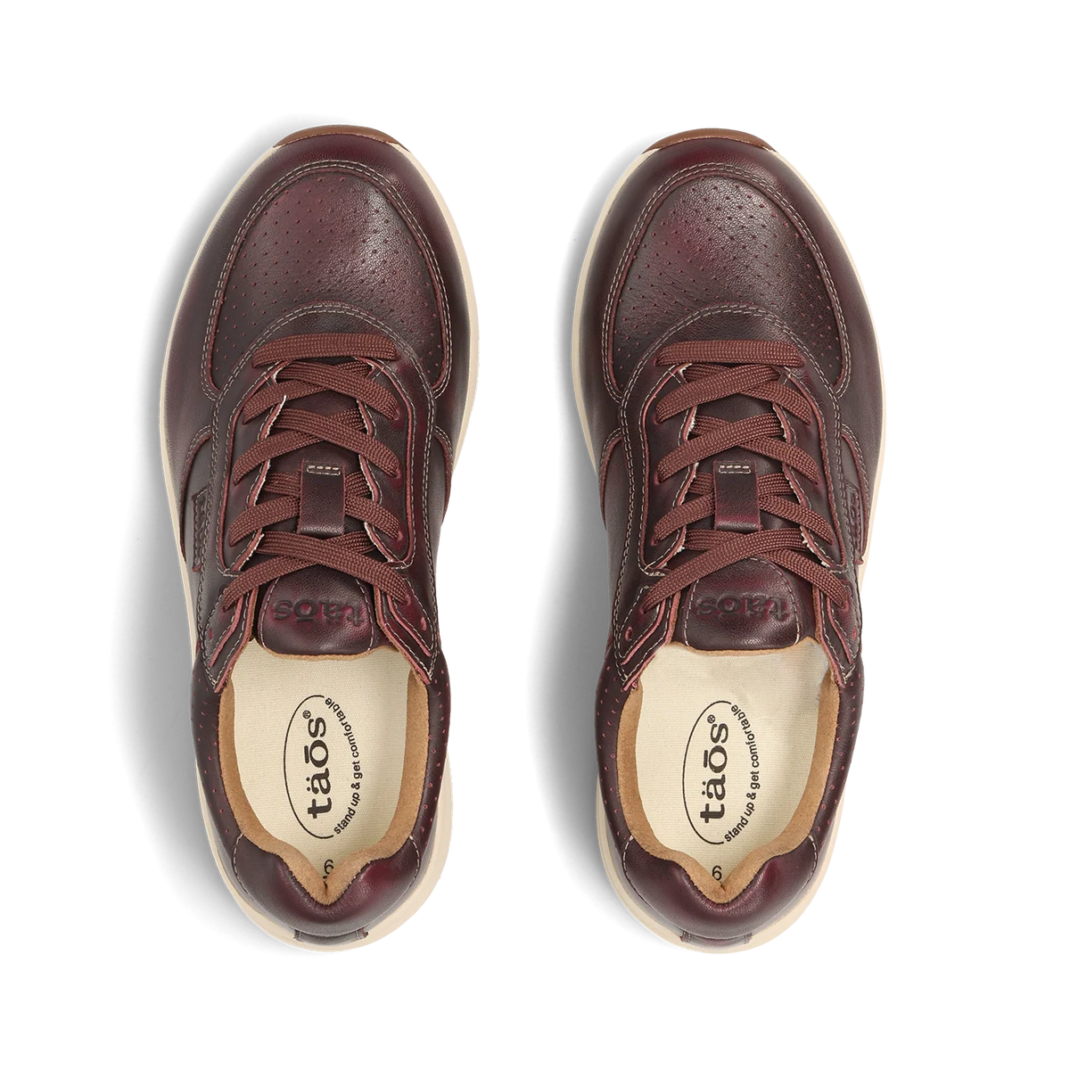 Taos Women's Delta Leather Lace Sneaker in Merlot
