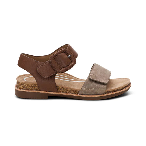 Aetrex Women's Claire Quarter Strap Sandal in Taupe Multi