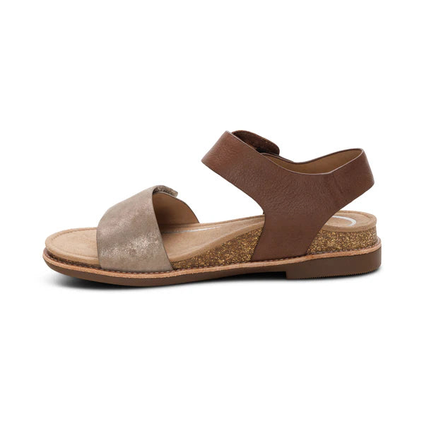 Aetrex Women's Claire Quarter Strap Sandal in Taupe Multi