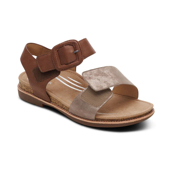 Aetrex Women's Claire Quarter Strap Sandal in Taupe Multi