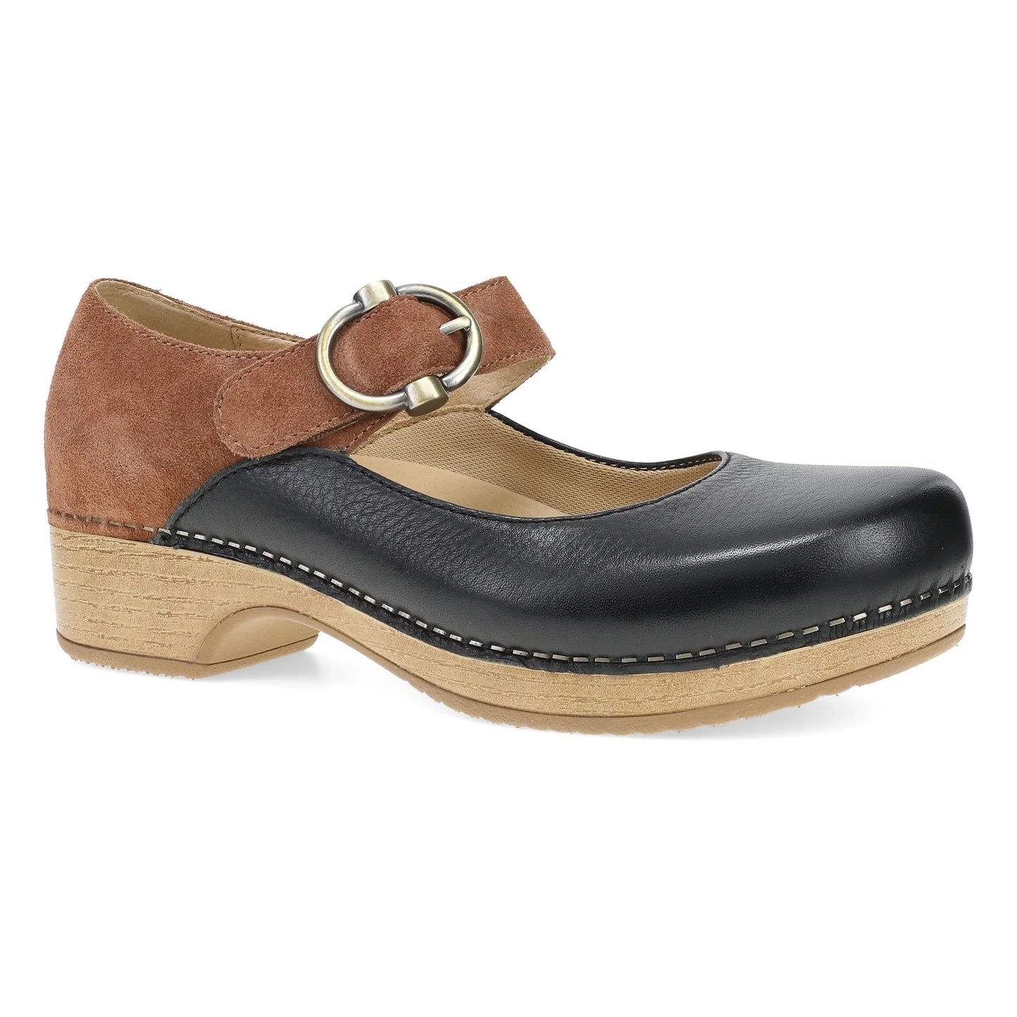 Dansko Women's Bonny Heeled Mary Jane in Black/Luggage Nubuck