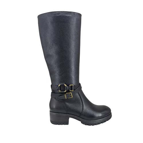 Salvia Women's Chacha Tall Heeled Side Zip Boot in Black Arezzo