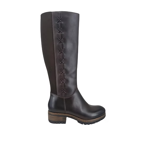 Salvia Women's Capri Tall Heeled Side Zip Boot in Cafe Pull Up