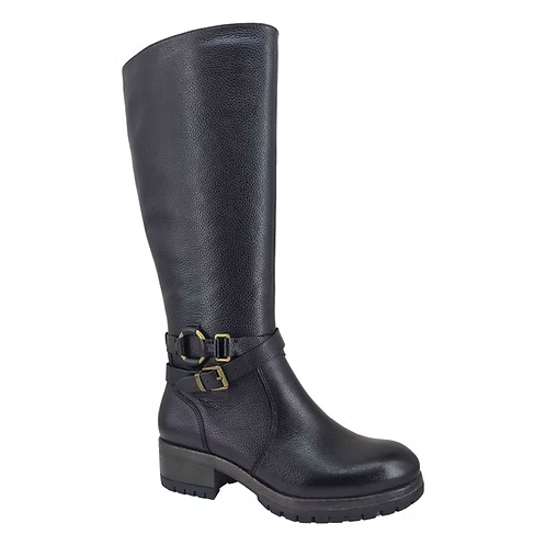 Salvia Women's Chacha Tall Heeled Side Zip Boot in Black Arezzo