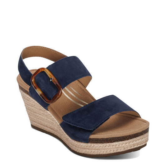 Toe view of Aetrex Ashley Arch Support Wedge Sandal for women.