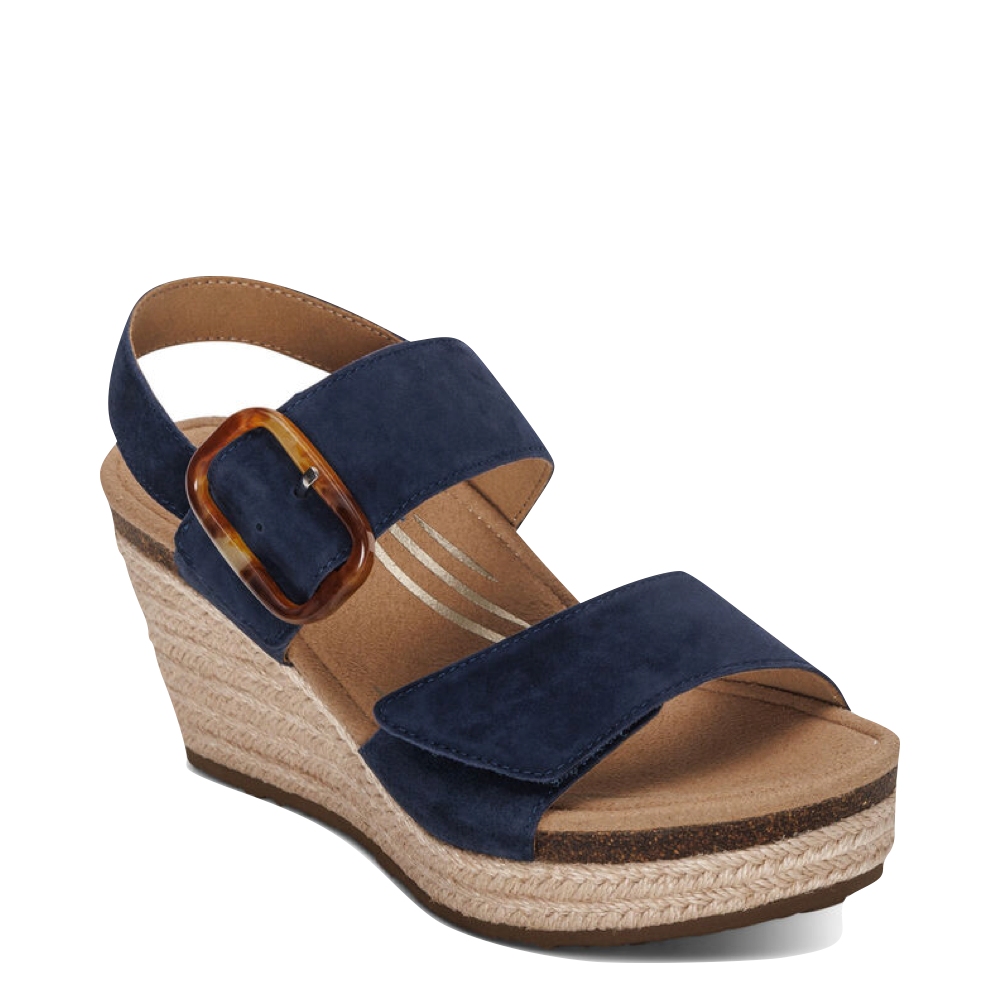 Toe view of Aetrex Ashley Arch Support Wedge Sandal for women.