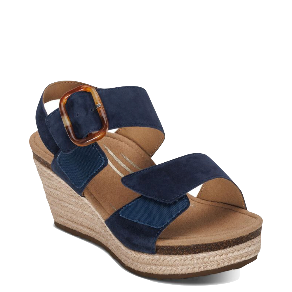 Toe view of Aetrex Ashley Arch Support Wedge Sandal for women.