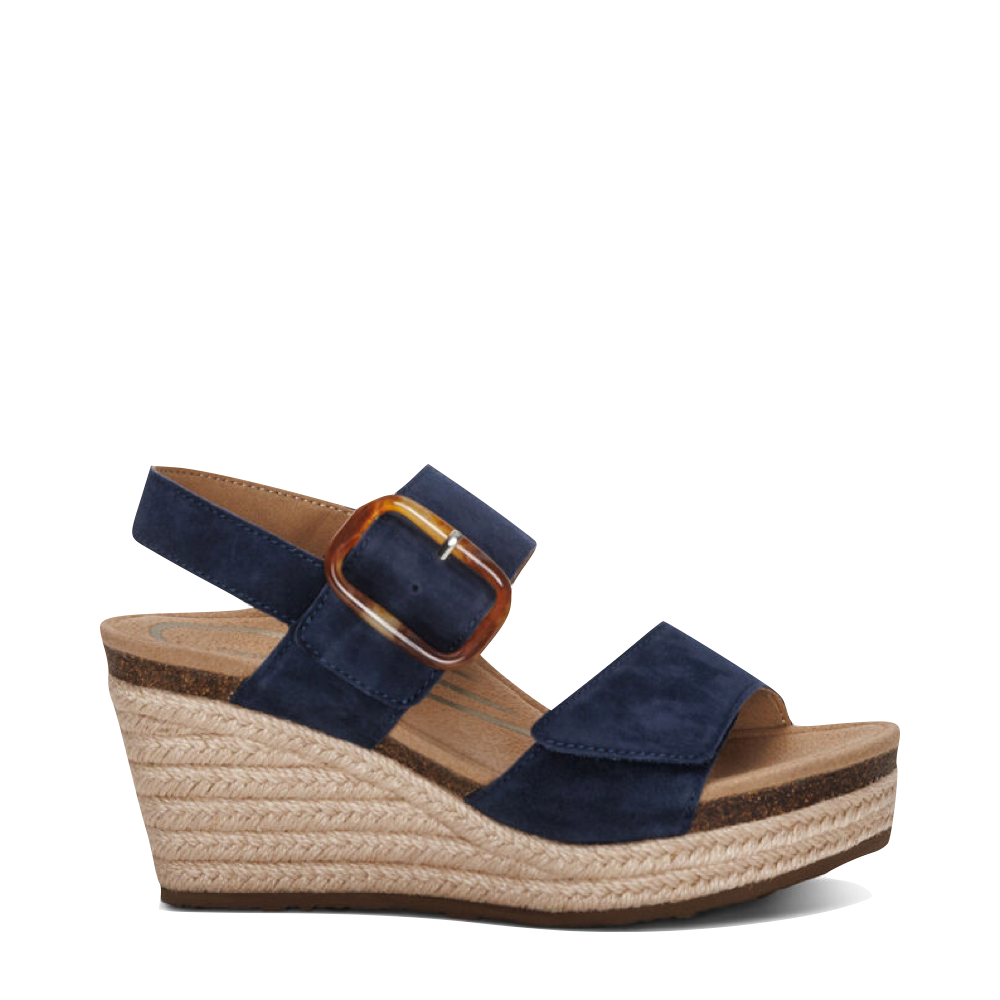 Side (right) view of Aetrex Ashley Arch Support Wedge Sandal for women.