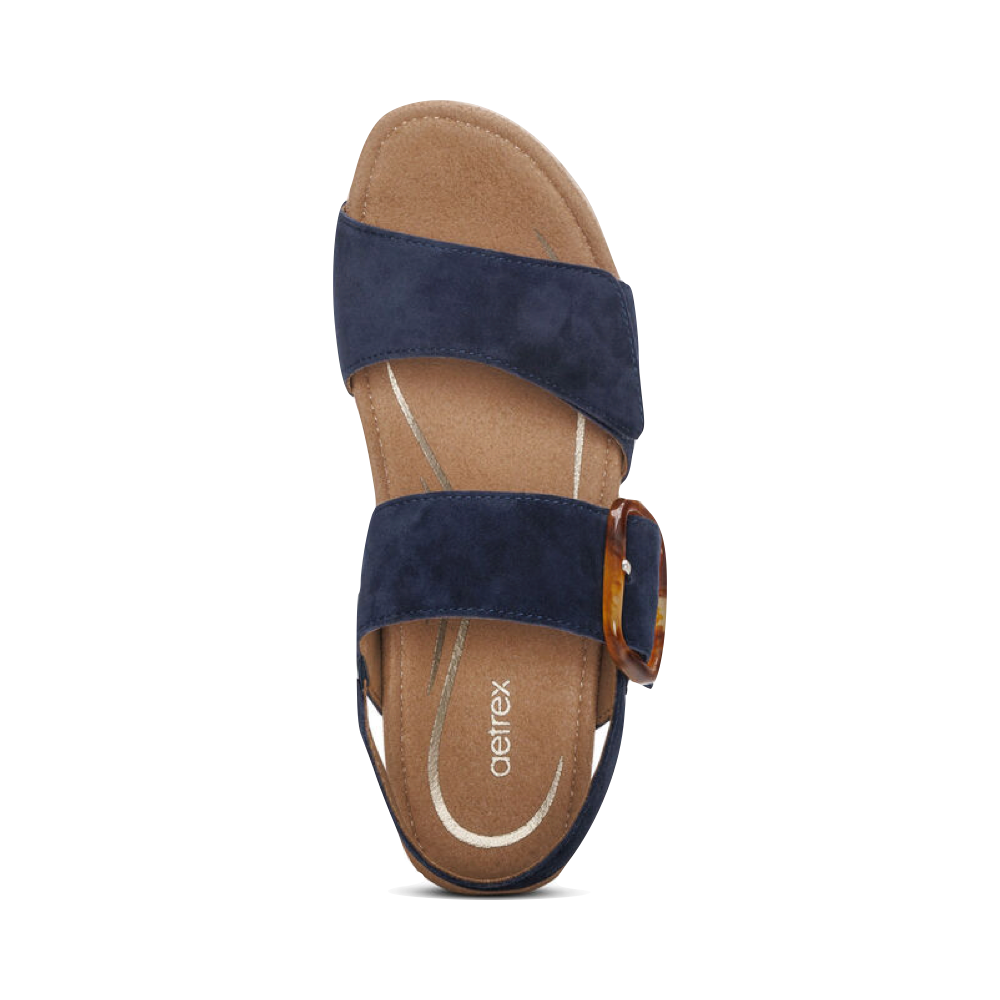 Top-down view of Aetrex Ashley Arch Support Wedge Sandal for women.