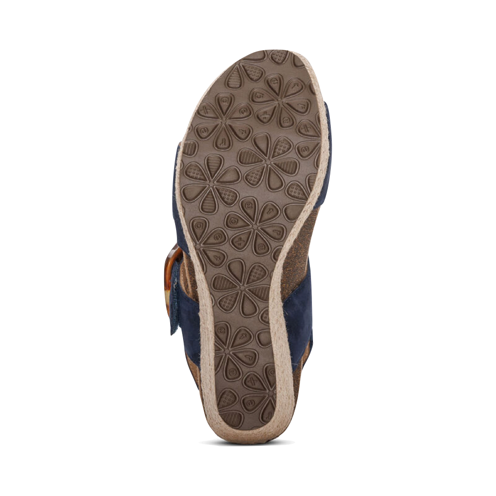 Bottom view of Aetrex Ashley Arch Support Wedge Sandal for women.