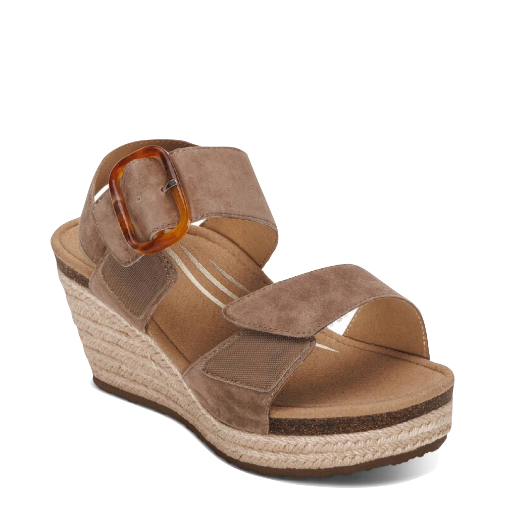 Toe view of Aetrex Ashley Arch Support Wedge Sandal for women.