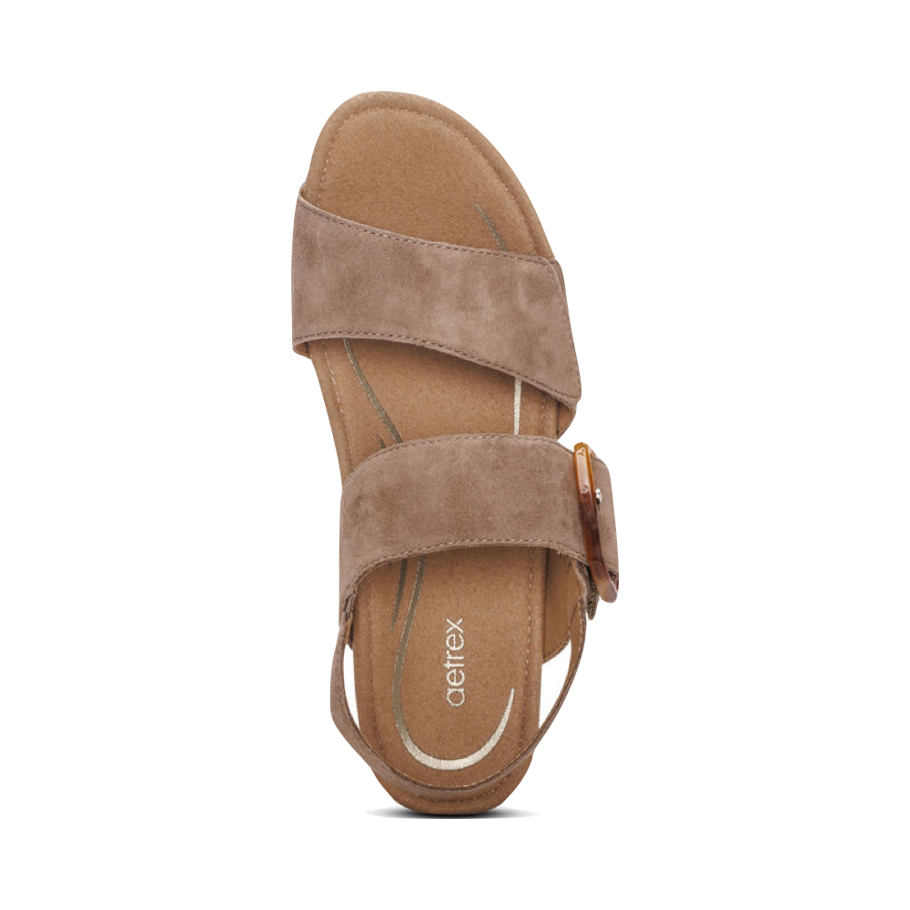 Top-down view of Aetrex Ashley Arch Support Wedge Sandal for women.