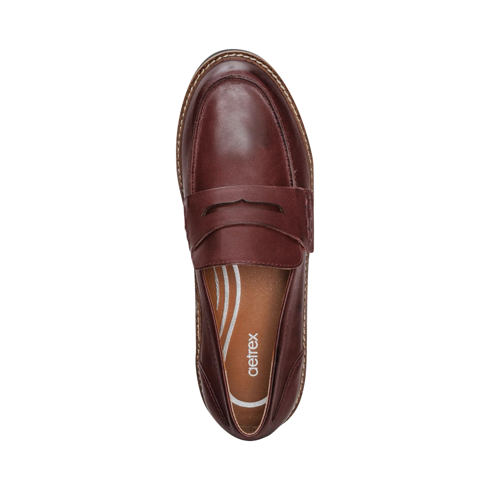 Top-down view of Aetrex Collette Leather Loafer for women.
