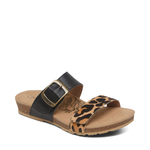 Aetrex Women's Daisy Adjustable Slide Sandal (Leopard)