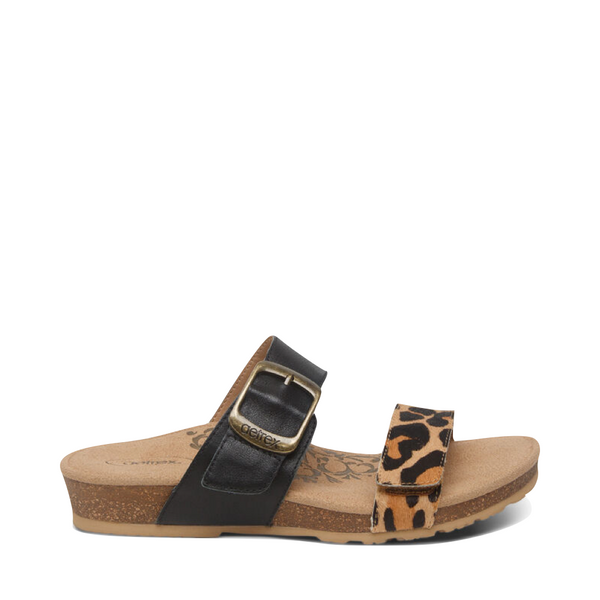 Aetrex Women's Daisy Adjustable Slide Sandal (Leopard)