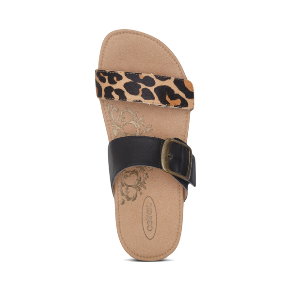 Aetrex Women's Daisy Adjustable Slide Sandal (Leopard)