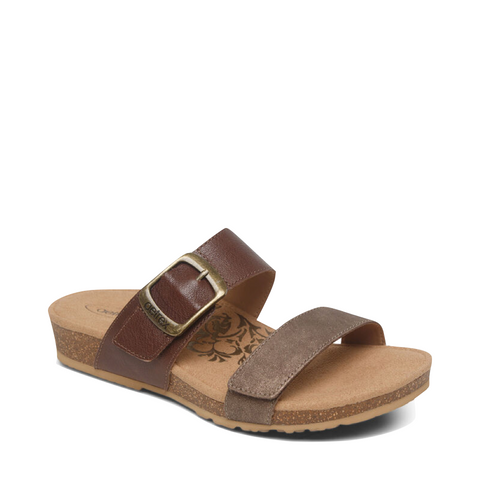 Aetrex Women's Daisy Adjustable Strap Slide Sandal (Brown)