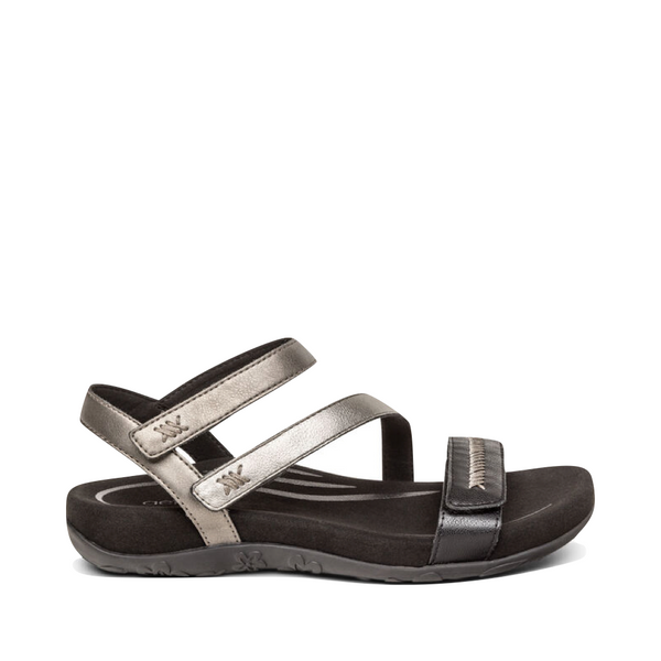 Aetrex Women's Gabby Adjustable Quarter Strap Sandal (Black Multi)