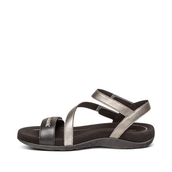 Aetrex Women's Gabby Adjustable Quarter Strap Sandal (Black Multi)