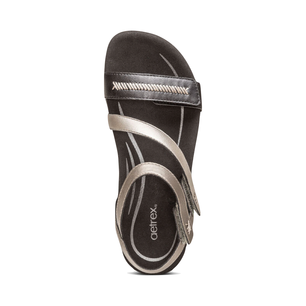 Aetrex Women's Gabby Adjustable Quarter Strap Sandal (Black Multi)
