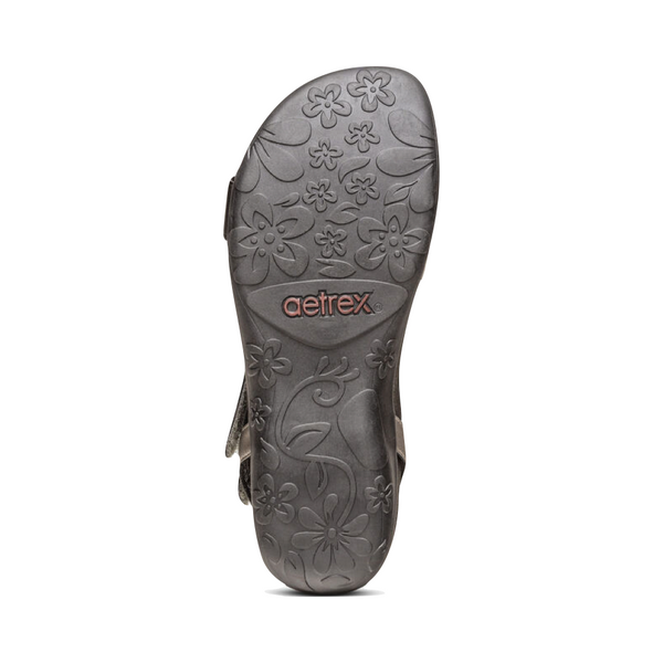 Aetrex Women's Gabby Adjustable Quarter Strap Sandal (Black Multi)