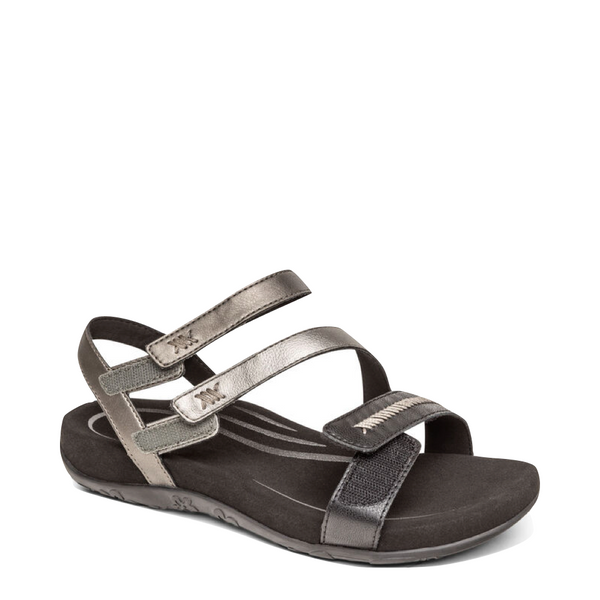 Aetrex Women's Gabby Adjustable Quarter Strap Sandal (Black Multi)