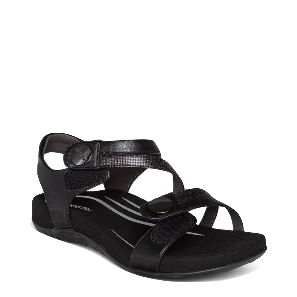 Toe view of Aetrex Jess Adjustable Quarter Strap Sandal for women.