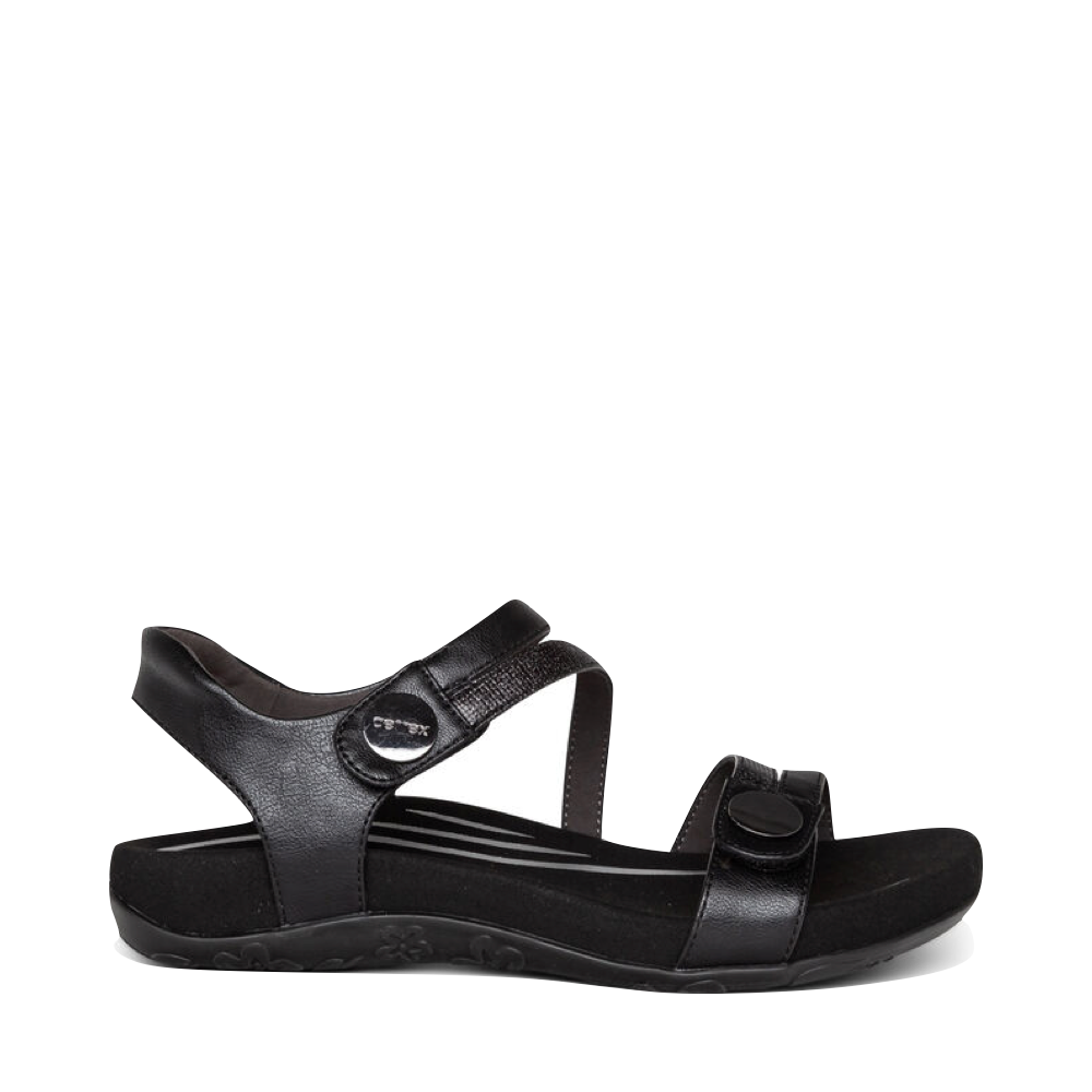 Side (right) view of Aetrex Jess Adjustable Quarter Strap Sandal for women.