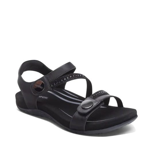 Toe view of Aetrex Jess Adjustable Quarter Strap Sandal for women.