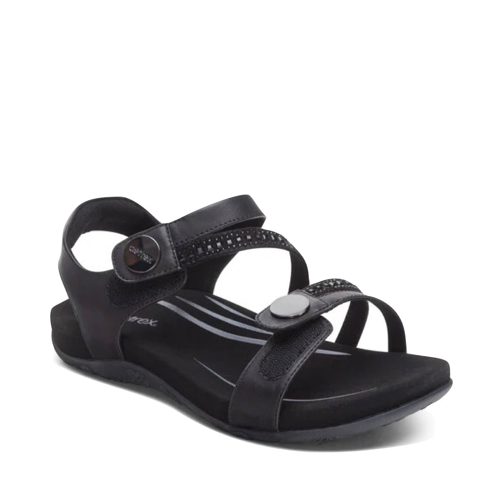 Toe view of Aetrex Jess Adjustable Quarter Strap Sandal for women.