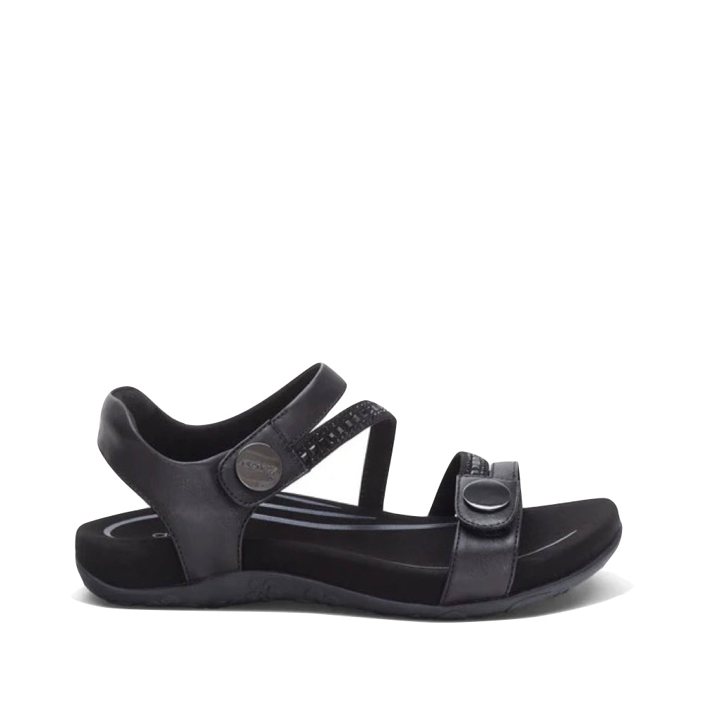 Side (right) view of Aetrex Jess Adjustable Quarter Strap Sandal for women.