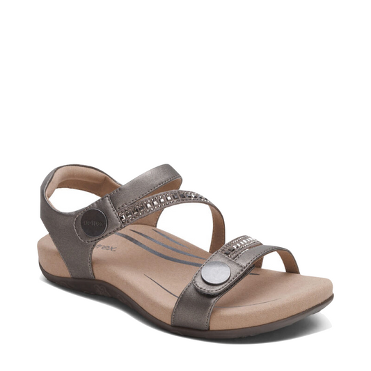 Toe view of Aetrex Jess Adjustable Quarter Strap Sandal for women.