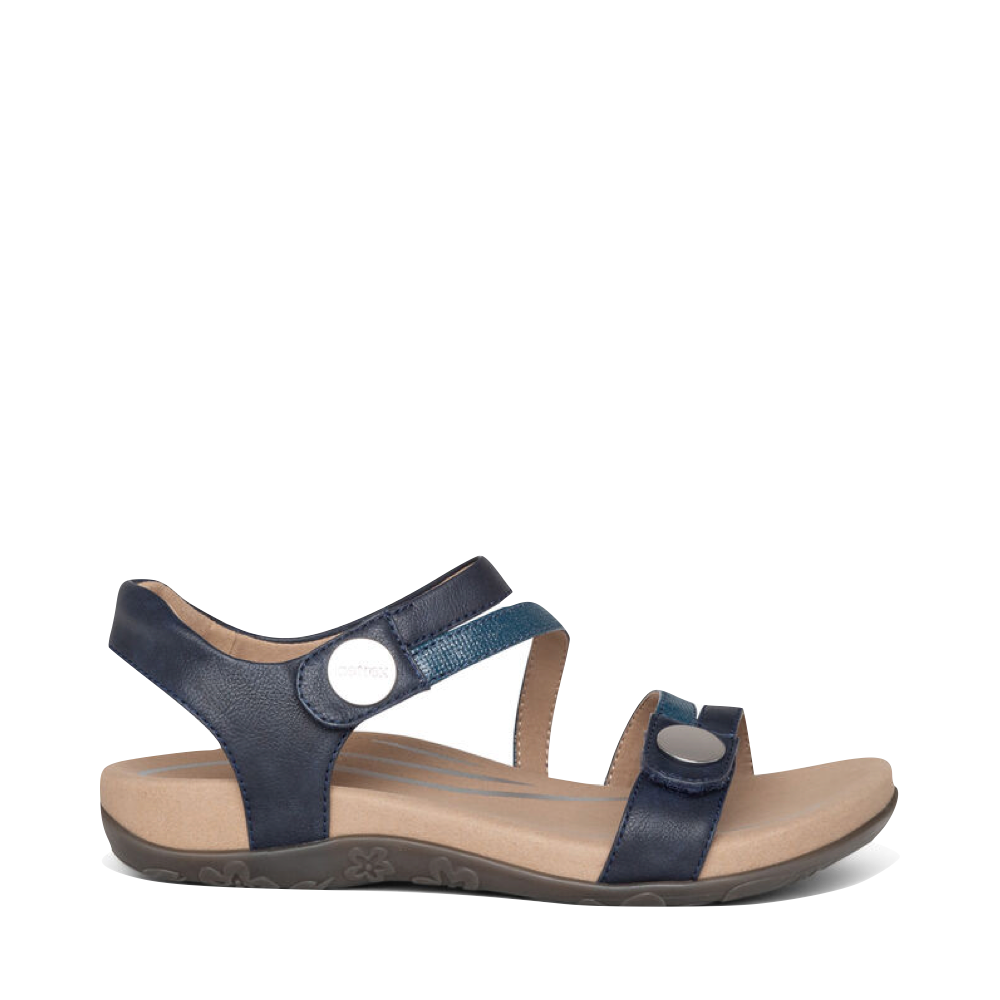 Aetrex Women's Jess Adjustable Strap Sandal in Navy