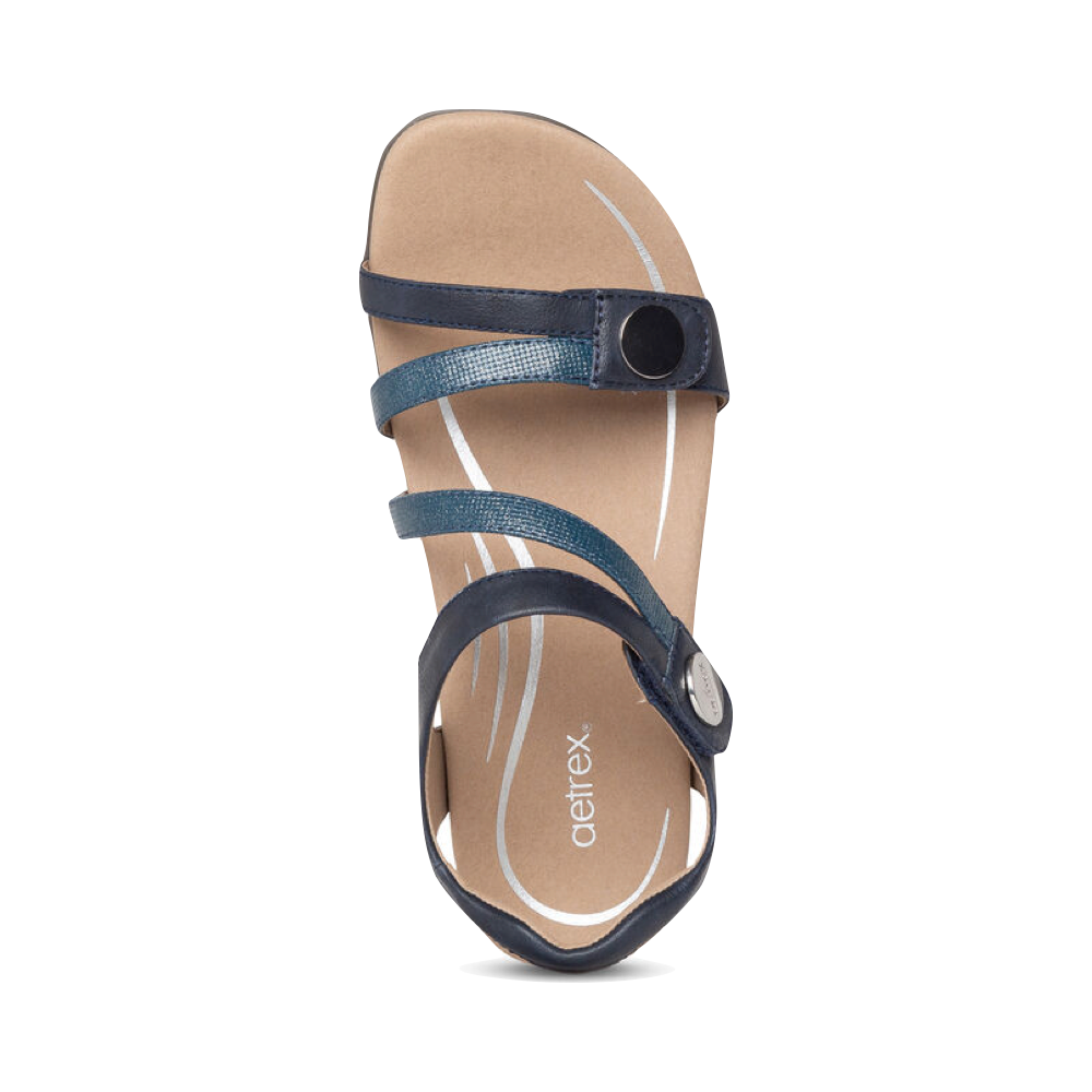 Top-down view of Aetrex Jess Adjustable Strap Sandal for women.