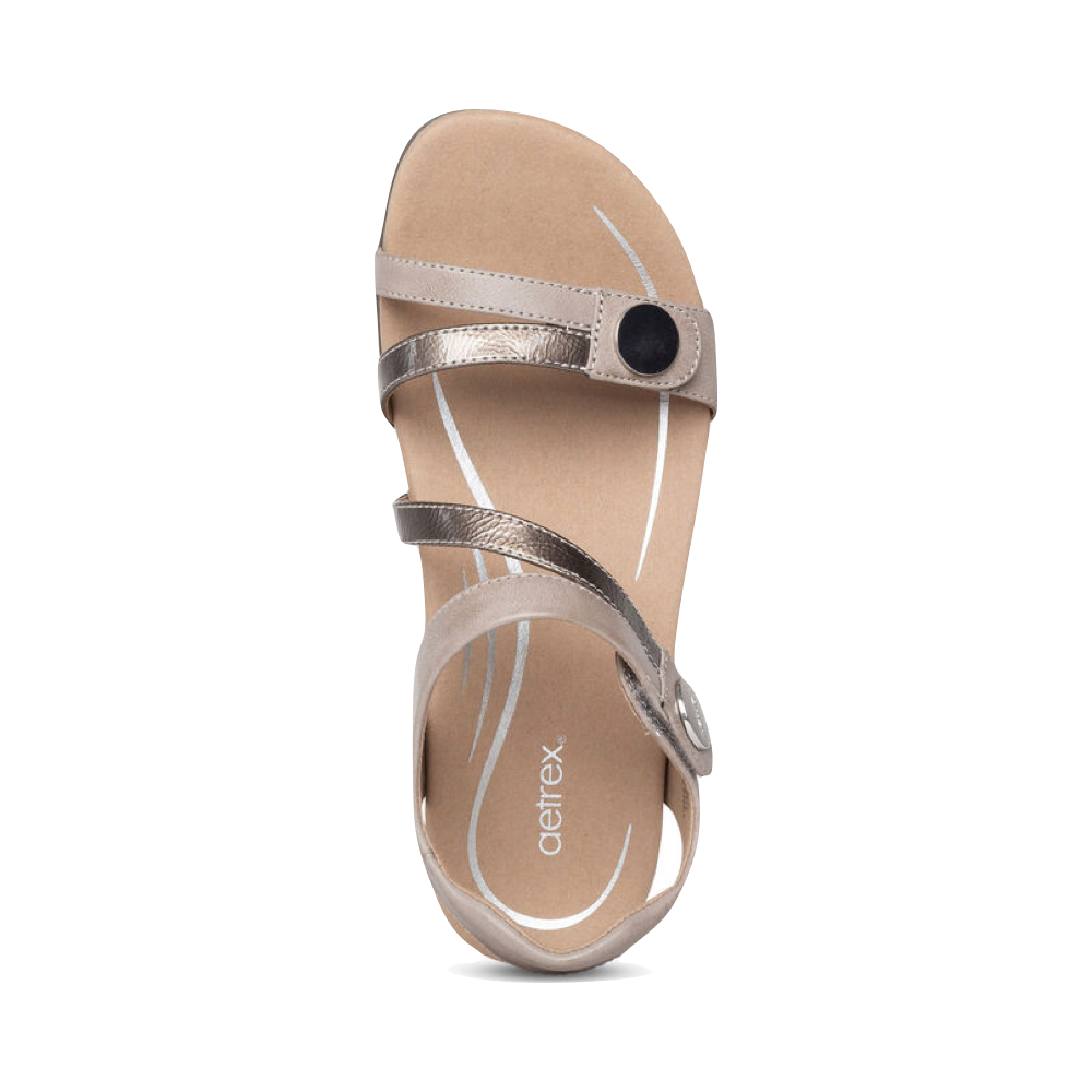 Top-down view of Aetrex Jess Adjustable Strap Sandal for women.
