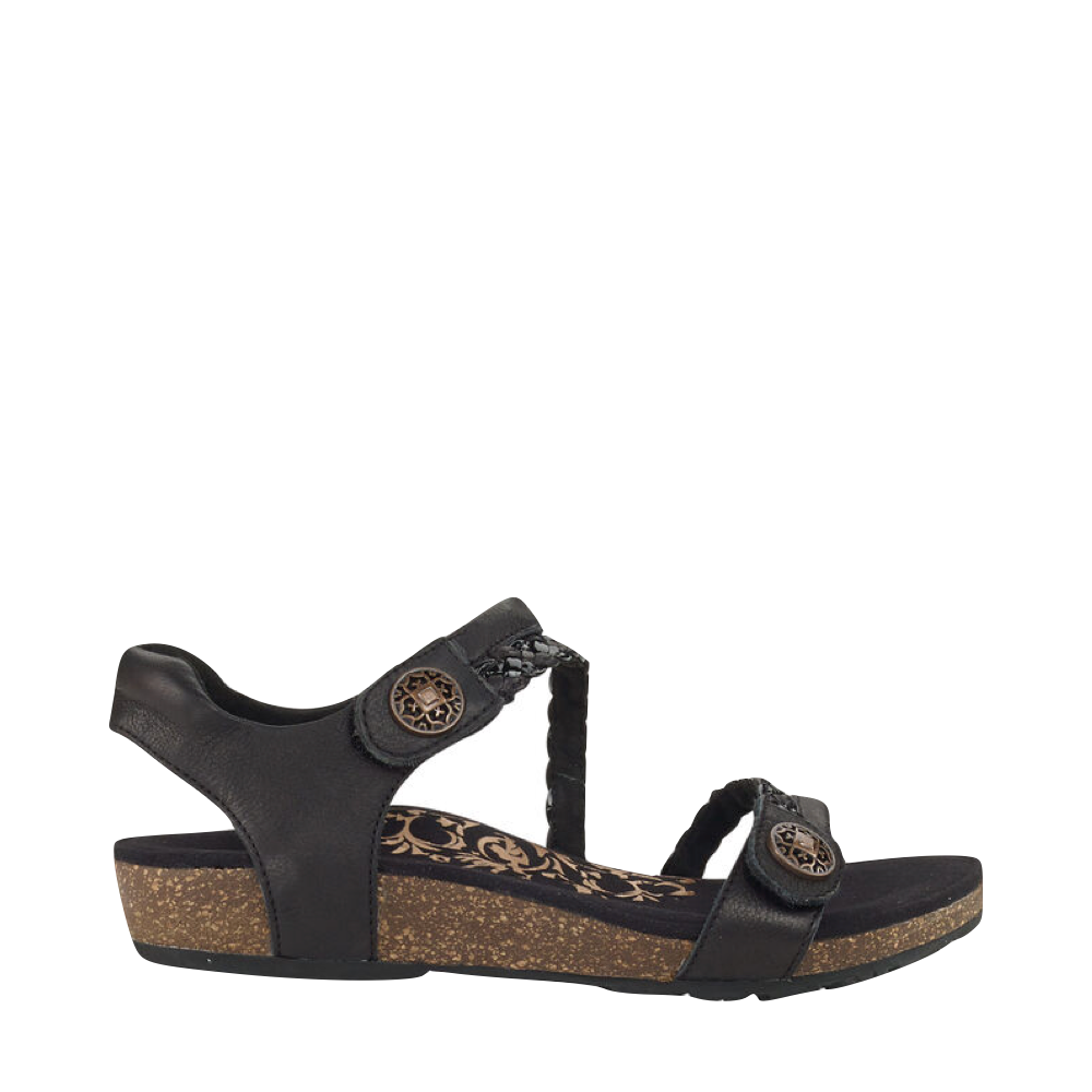 Side (right) view of Aetrex Jillian Braided Quarter Strap Sandal for women.