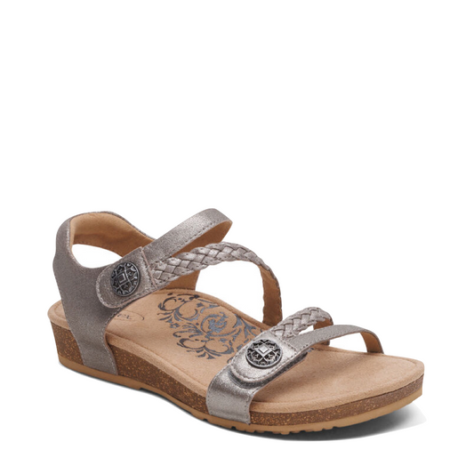 Toe view of Aetrex Jillian Braided Quarter Strap Sandal for women.
