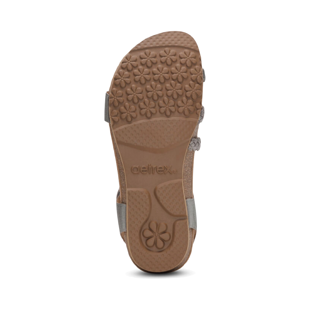 Bottom view of Aetrex Jillian Braided Quarter Strap Sandal for women.
