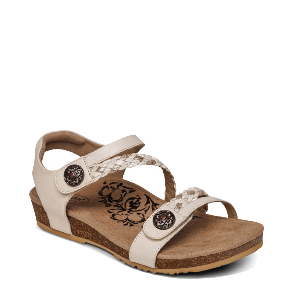 Toe view of Aetrex Jillian Braided Quarter Strap Sandal for women.