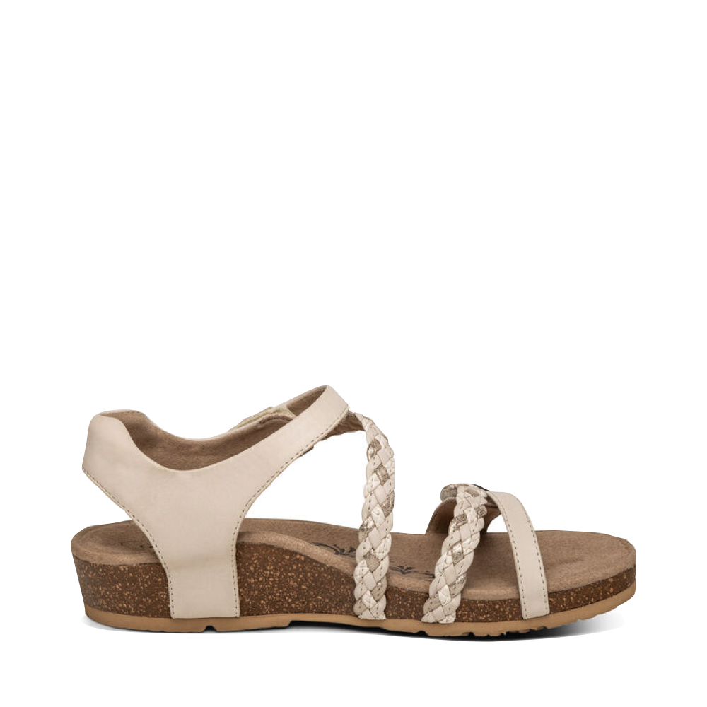 Side (right) view of Aetrex Jillian Braided Quarter Strap Sandal for women.