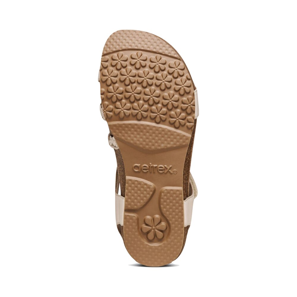Bottom view of Aetrex Jillian Braided Quarter Strap Sandal for women.