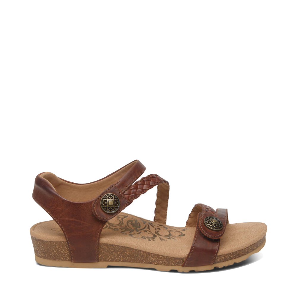 Aetrex Women s Jillian Braided Quarter Strap Sandal Walnut