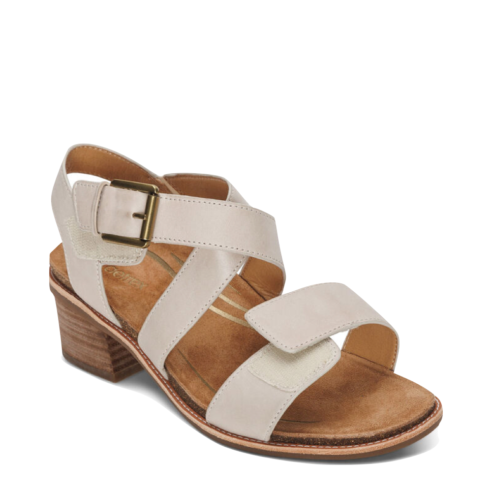 Toe view of Aetrex Kristin Arch Support Block Heel Sandal for women.