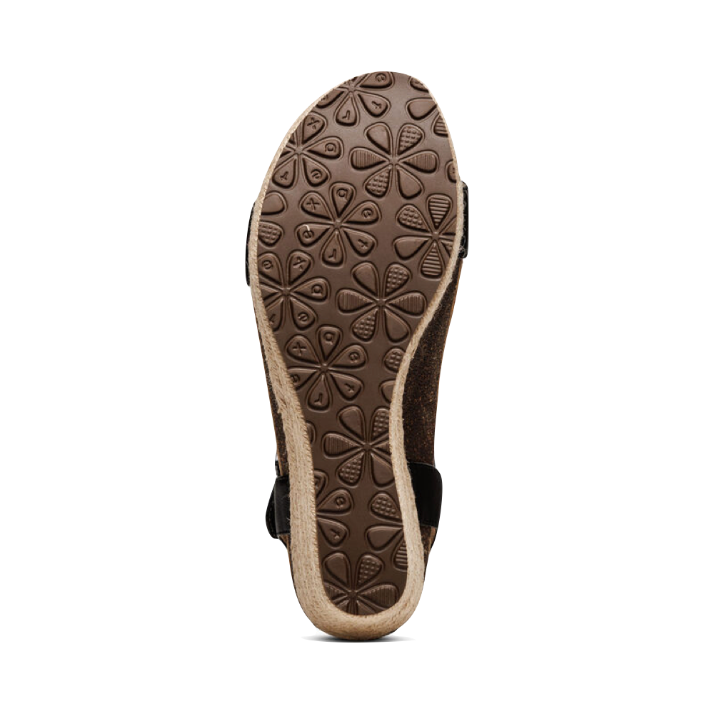 Bottom view of Aetrex Sydney Quarter Strap Espadrille Wedge Sandal for women.