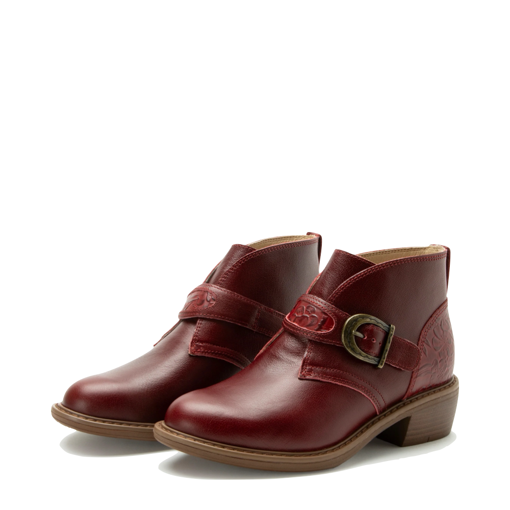 Mudguard and Toe view of Alegria Mikki Loretta Leather Heeled Boot for women.