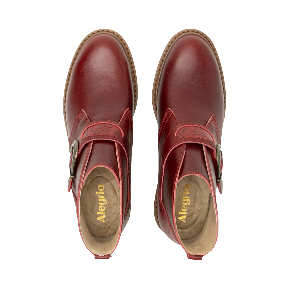 Top-down view of Alegria Mikki Loretta Leather Heeled Boot for women.