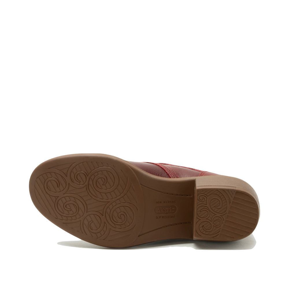 Bottom view of Alegria Mikki Loretta Leather Heeled Boot for women.
