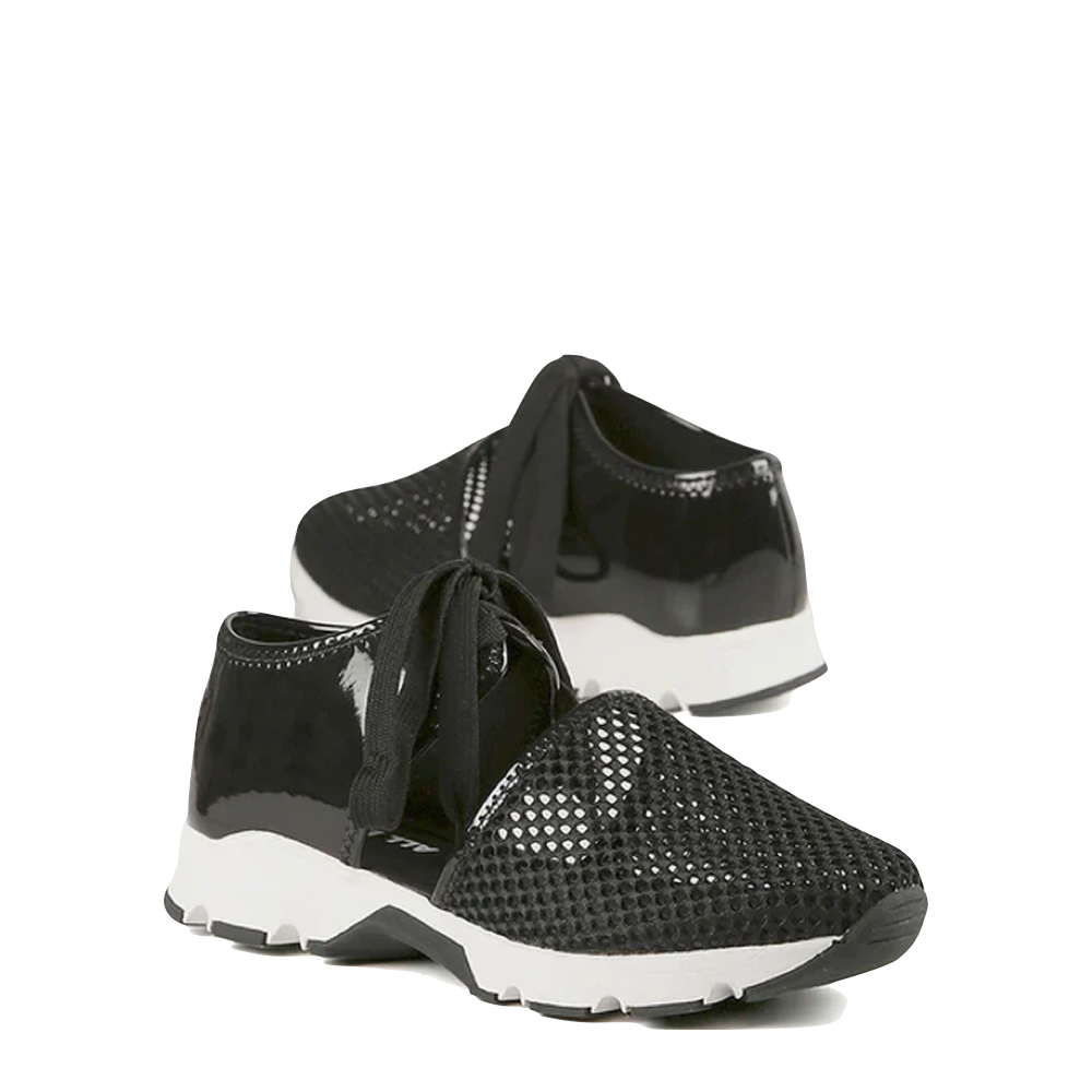 Side view view of All Black Amazing Mesh Sneaker for women.