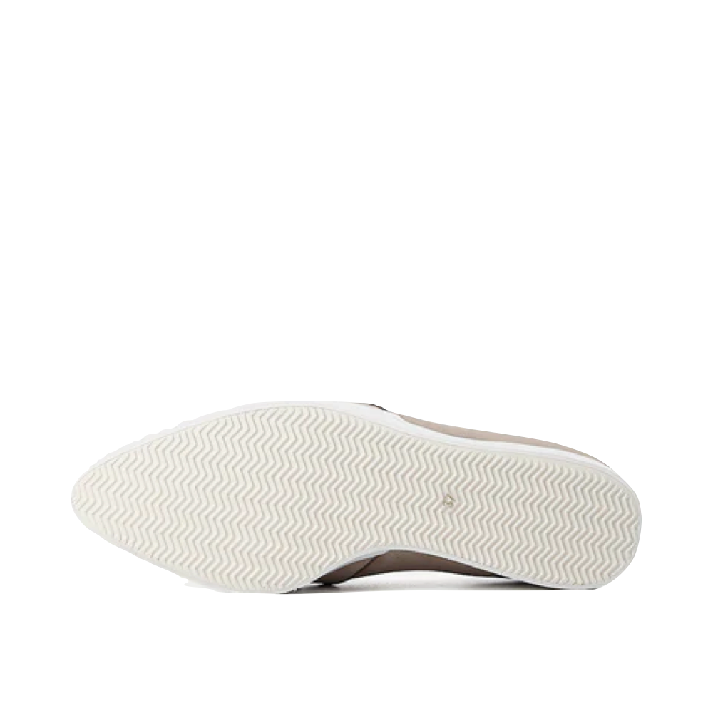 Bottom view of All Black Tux Suede Slip On for women.